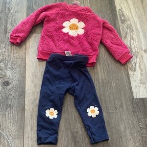 Pekkle Kids' Pink and Navy Flower Outfit